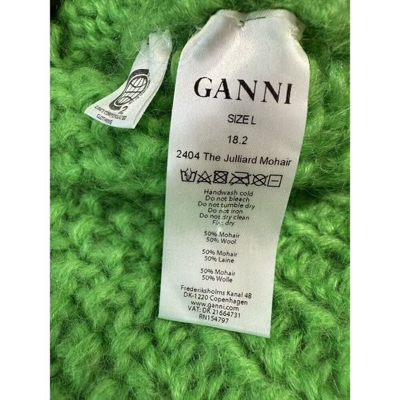 GANNI THE JULLIARD MOHAIR PULLOVER - CLASSIC GREEN Sweater Large - Picture 13 of 14
